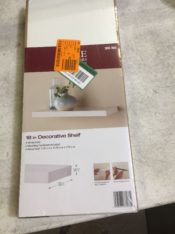Photo 1 of Home Decorators 17.7 In. L X 7.75 In. W Slim Floating White Shelf / 305
