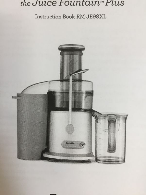 Photo 1 of Breville JE98XL Juice Fountain Plus 850-Watt Juicer Extractor W/Plunger 
