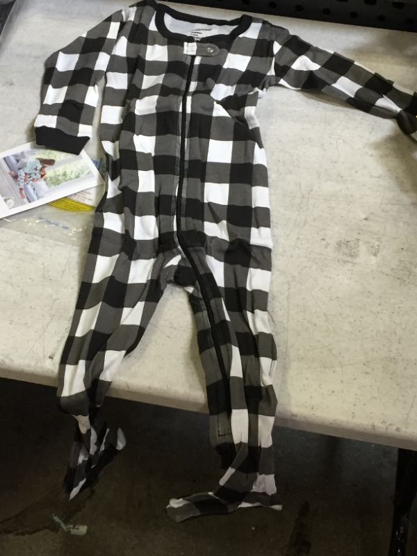 Photo 1 of Leveret Kids Boys Girls Footed Cotton Pajama black and white plaid Size 2 Year
