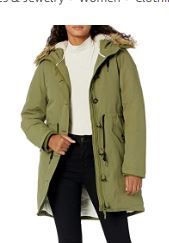 Photo 1 of Amazon Essentials Women's Water Resistant Long Sleeve Longer Length Parka with Faux Fur Trim Hood
