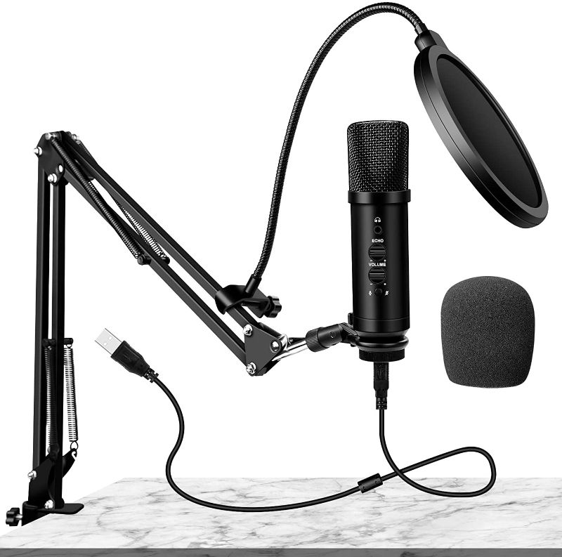 Photo 1 of ?2021 Version? USB Condenser Microphone, Electop Professional Adjustable Computer Mic Set, Perfect for Gaming, Podcast, Live Streaming, YouTube Recording, Karaoke on PC
