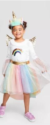 Photo 1 of Kids' Rainbow Unicorn Halloween Costume Dress with Headpiece - Hyde & EEK! Boutique™
