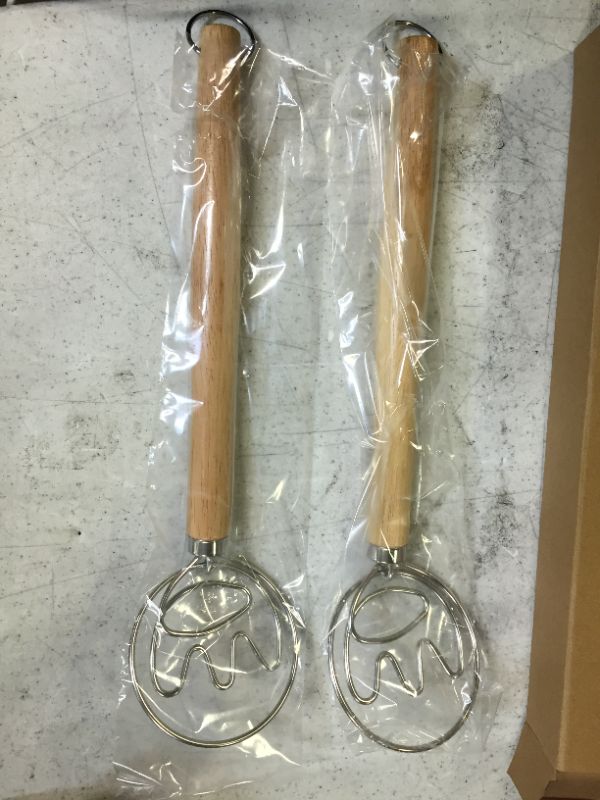 Photo 2 of 2 pack of wooden salad spoons and a 2 pack of danish dough whisks