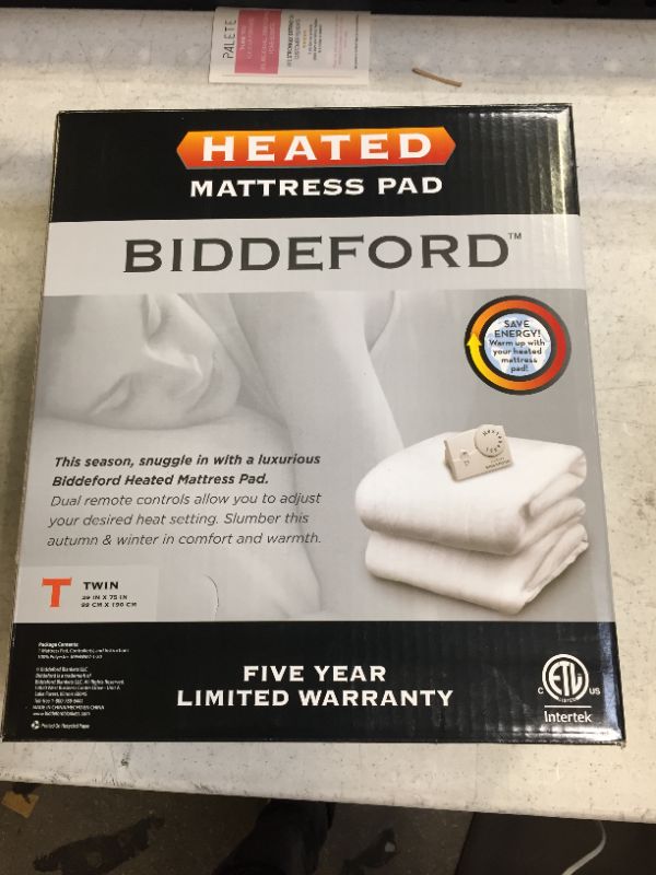 Photo 2 of Biddeford 5900-908121-100M Electric Heated Mattress Pad Twin