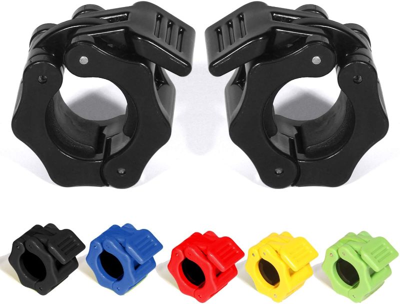 Photo 1 of 1 Inch Barbell Clamps Locks,Quick Release Pair of Locking 1'' Diameter Standard Bar Weight Plates Collar Clips,for Workout Weightlifting Fitness Training Bodybuilding (4 pack) 
