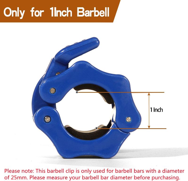 Photo 1 of 1 Inch Barbell Clamps Locks,Quick Release Pair of Locking 1'' Diameter Standard Bar Weight Plates Collar Clips,for Workout Weightlifting Fitness Training Bodybuilding (4 pack) 
