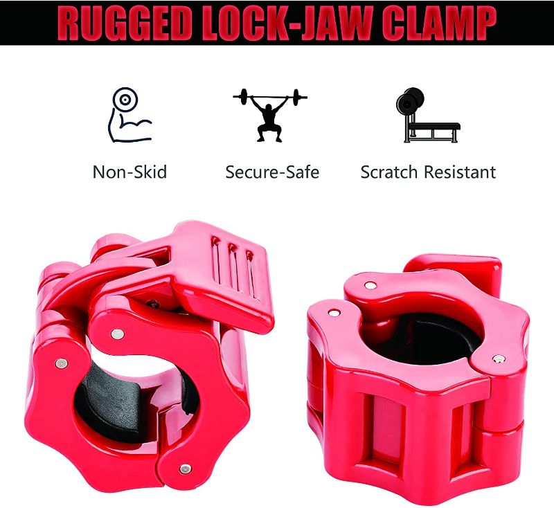 Photo 2 of 1 Inch Barbell Clamps Locks,Quick Release Pair of Locking 1'' Diameter Standard Bar Weight Plates Collar Clips,for Workout Weightlifting Fitness Training Bodybuilding (6 pack)
