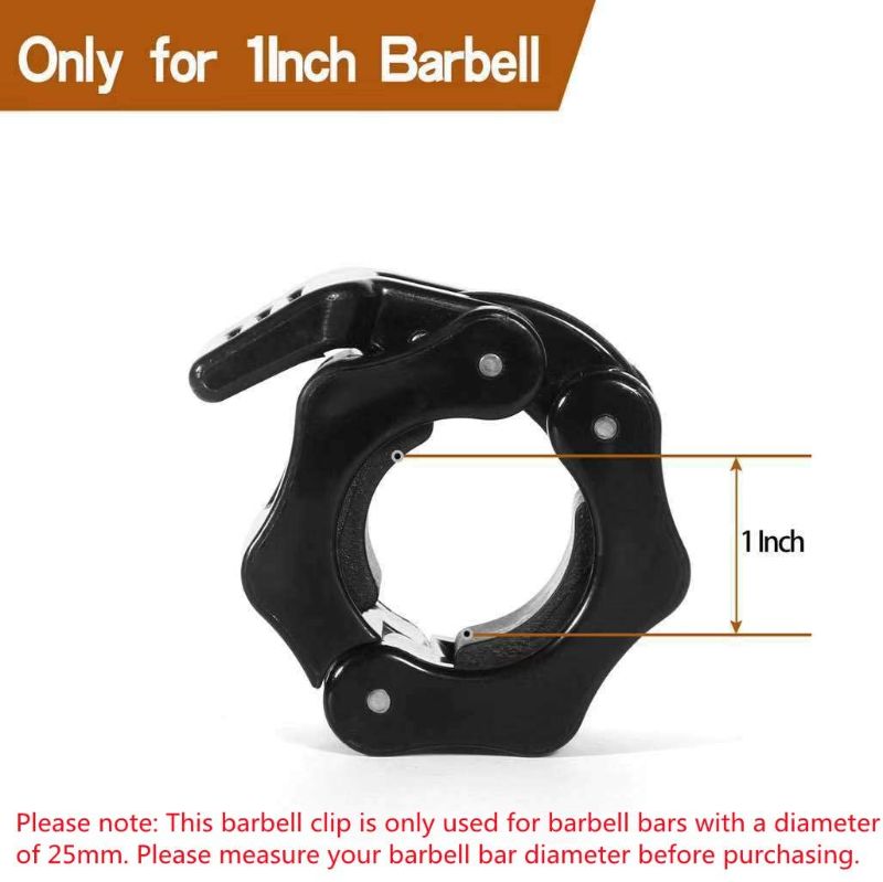 Photo 1 of 1 Inch Barbell Clamps Locks,Quick Release Pair of Locking 1'' Diameter Standard Bar Weight Plates Collar Clips,for Workout Weightlifting Fitness Training Bodybuilding (6 pack)
