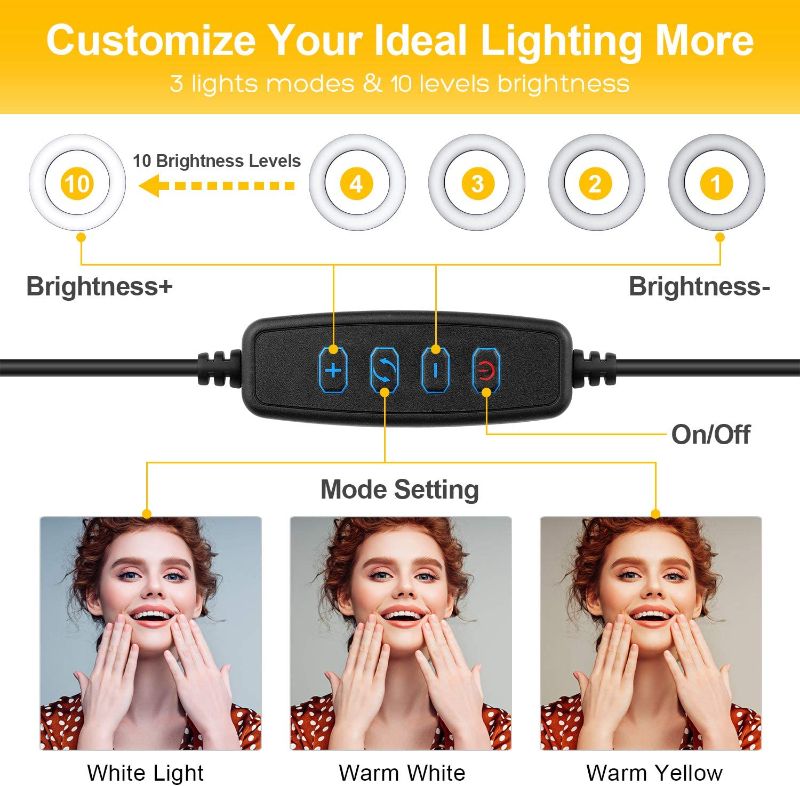 Photo 2 of 6.3” Ring Light, Oldshark Desk Selfie Ring Light with Clamp Mount and Tripod Stand Phone Holder for Laptop Computer, for YouTube Video, Makeup, Selfie, Photography, Live Streaming, Tiktok

