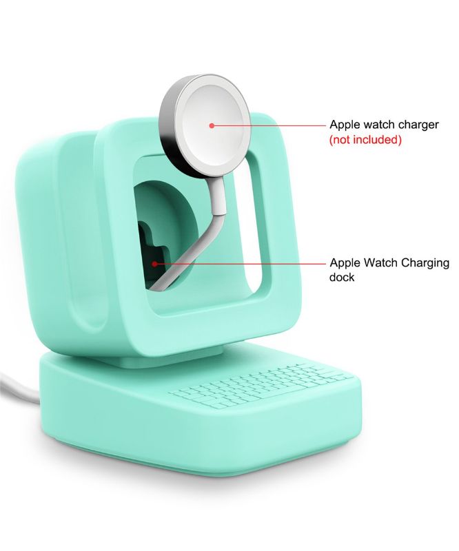 Photo 2 of  Mint Green Apple Watch Silicone Square Charging Stand
