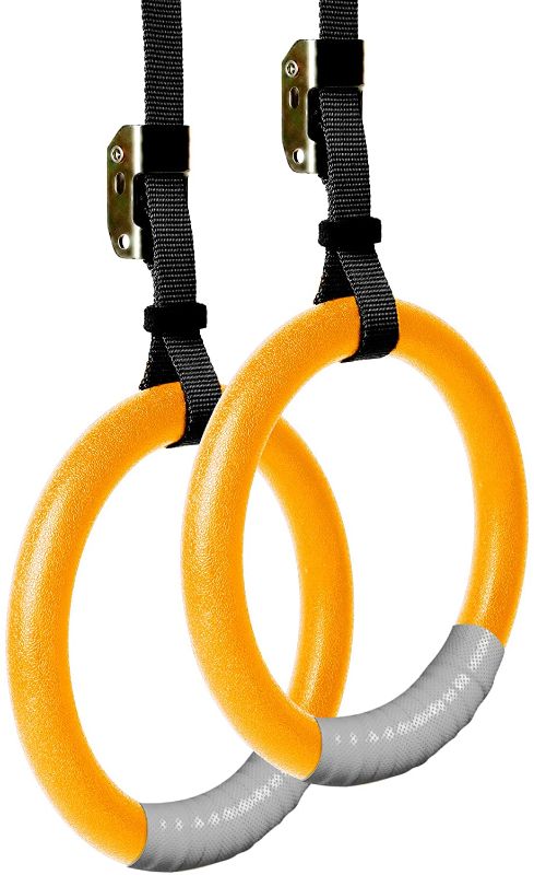 Photo 1 of EDEUOEY Men Olympic Gymnastic Rings: Adjustable Straps Best Double Circle Gym Rings
