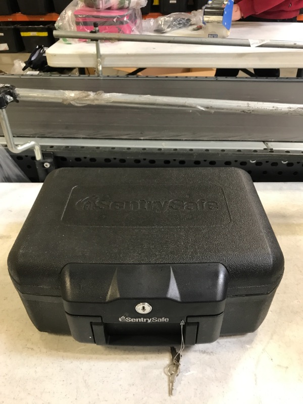 Photo 1 of 1200 Fireproof Box with Key Lock, 0.18 Cubic Feet, Black
