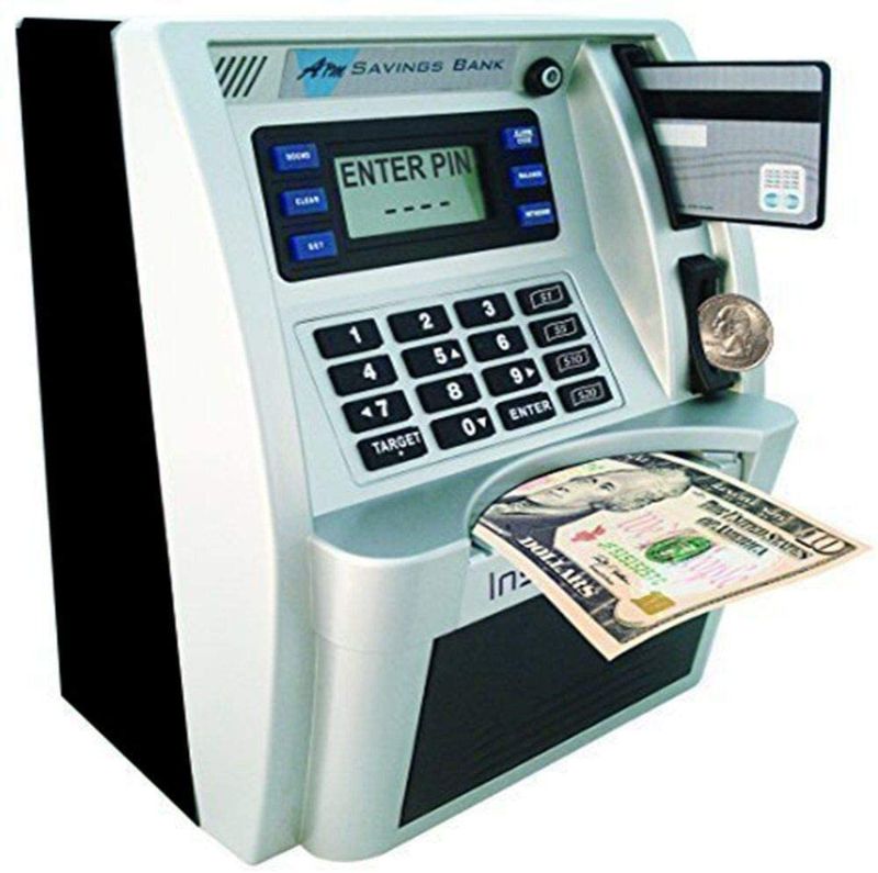 Photo 1 of 2021 Upgraded ATM Savings Bank, Mini ATM Piggy Bank Machine for Real Money for Kids Adults with Card, Coin Reader and Balance Calculator
