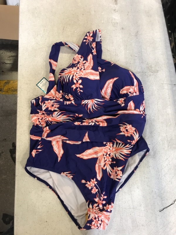 Photo 1 of Generic Blue Floral Themed One Piece Swimsuit. 2XL