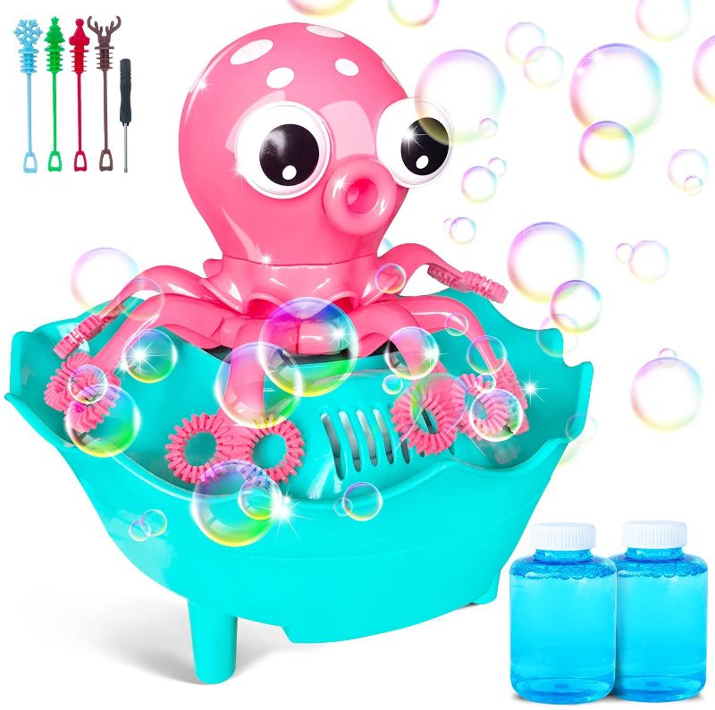 Photo 1 of Bubble Machine Automatic Bubble Blower, Bubble Toys Gifts for Kids Toddlers, Auto Bubble Maker 1000+ Bubbles/min with 2 Bubble Solutions & 4 Bubble Wands for Outdoor Indoor Parties Birthday Wedding

