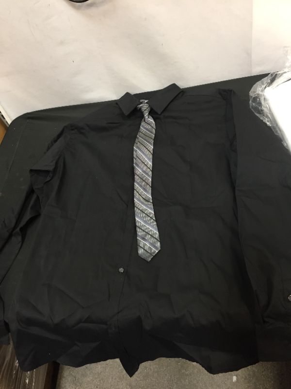 Photo 1 of MEN'S BLACK LONG SLEEVE DRESS SHIRT WITH CLIP ON TIE SIZE X-LARGE 18/20