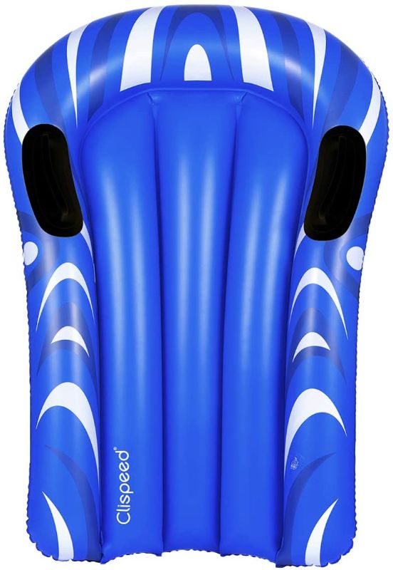 Photo 1 of CLISPEED Inflatable Bodyboard Beach Float with Handles Portable Inflatable Surfboard Pool Float for Kids Beach Surfing Swimming Summer Water Fun (Blue)
