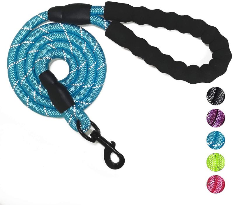 Photo 1 of 5 FT Strong Dog Leash Extra Heavy Duty Rock Climbing Rope Comfortable Padded Handle Highly Reflective Threads for Medium Large Dogs, 1/2 inch Diameter