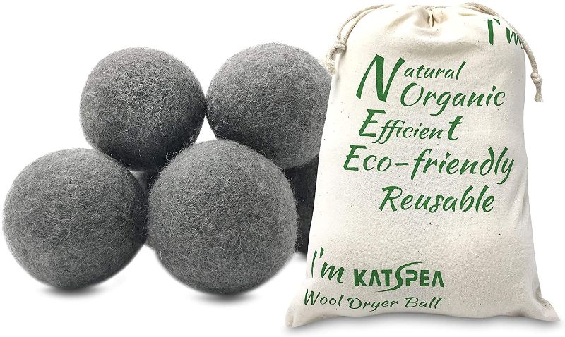 Photo 1 of Wool Dryer Balls, Reusable Natural Fabric Softener, Well Hold 1000+ Loads, Premium New Zealand Wool, XL Size, Pack of 6, Gray, for Dark Color Laundry
