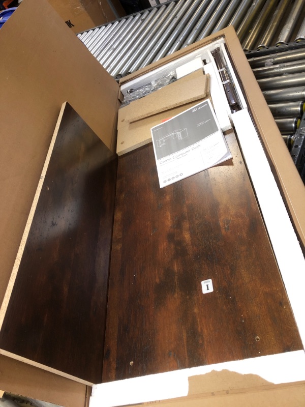 Photo 1 of Sauder Harbor View Corner Computer Desk, Curado Cherry finish INCOMPLETE SET. BOX 1 OF 2
