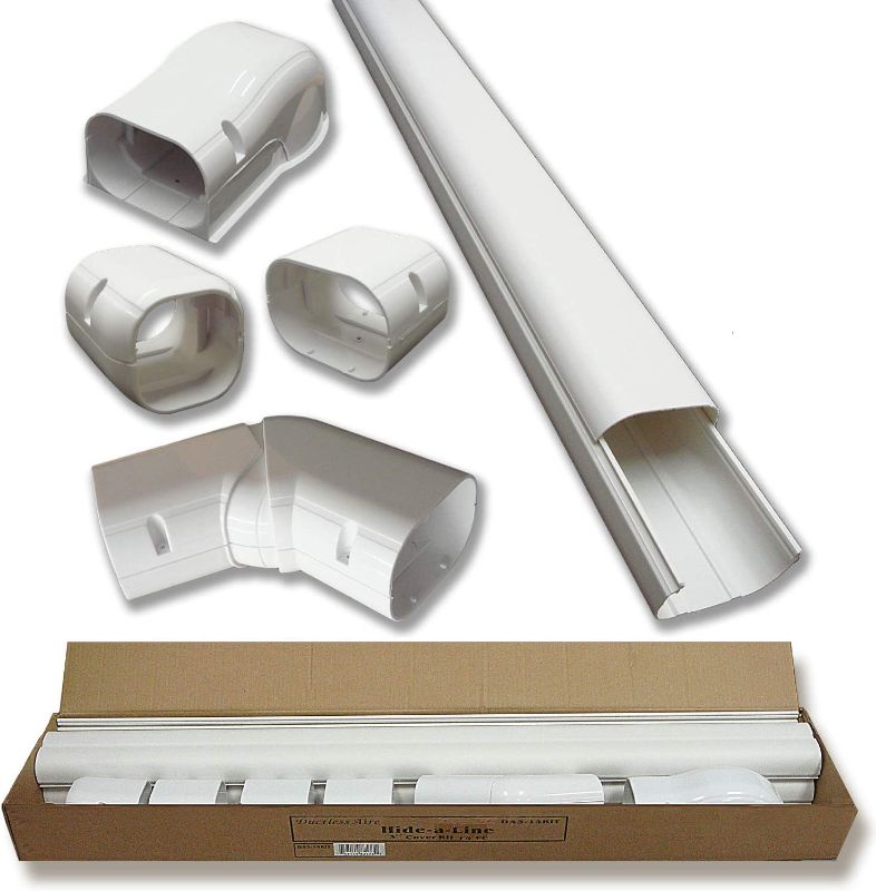 Photo 1 of 4" 14 Ft Line Set Cover Kit Pro Series for Mini Split Air Conditioners and Heat Pumps Decorative Tubing Cover
