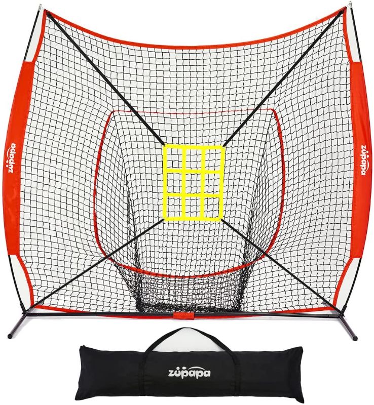 Photo 1 of Zupapa 7 x 7 Feet Baseball Portable Hitting Pitching Practice Net, Baseball Backstop Practice Net for Batting Catching for All Skill Levels
