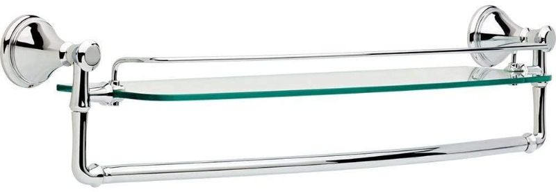 Photo 1 of DELTA 79711 Cassidy 24" Glass Shelf with Towel Rack, Polished Chrome, 24 Inch
