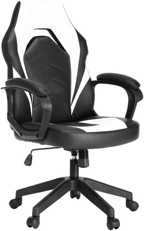 Photo 1 of SMUGDESK Racing Gaming Chair Executive Bonded Leather Computer Office Chair with Padding Armrest White