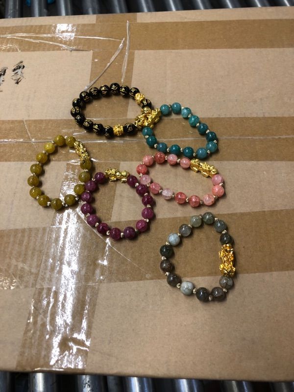 Photo 1 of RANDOM COLOR ASSORTMENT OF JADE STRETCH BRACELETS. BUNDLE 2 IN A PACK, 5 PACK BUNDLE.