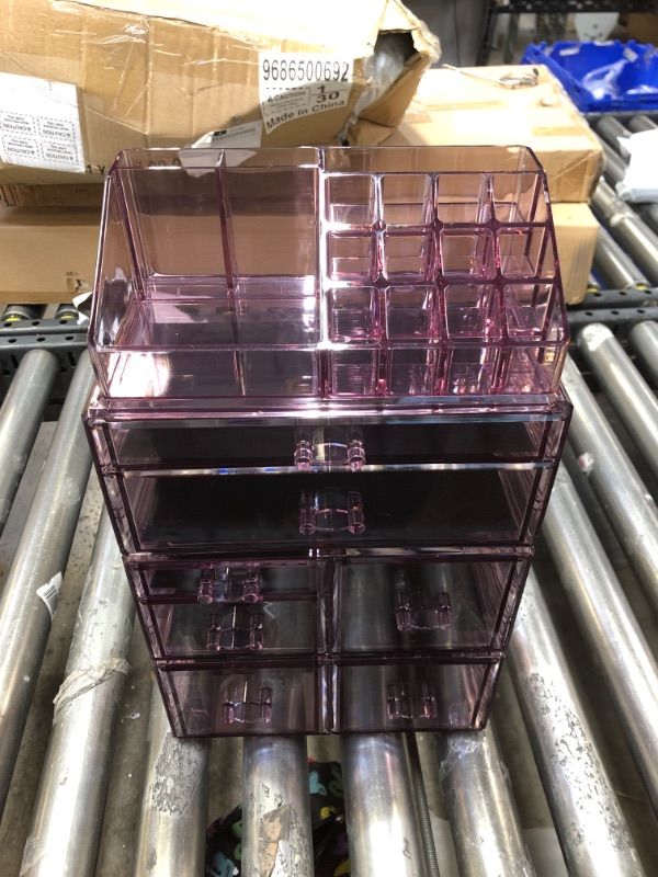 Photo 3 of InnSweet Makeup Organizer Acrylic Cosmetic Storage Drawers and Jewelry Display Box, 4 Pieces Makeup Holders, Purple 2 BOX BUNDLE
