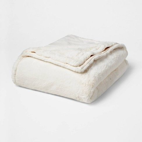 Photo 1 of 55"x80" Faux Fur Throw Blanket - Threshold™
