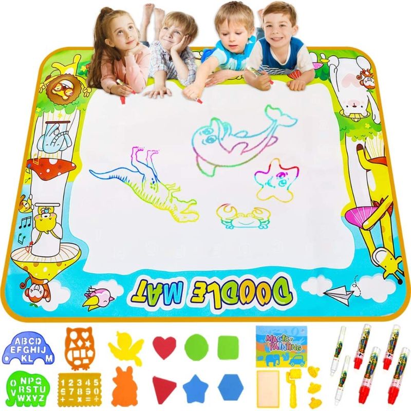 Photo 1 of 3 PACK, MISERWE Large Doodle Mat Water Writing Doodle Drawing Mat Neon Colors Board, with 25 Pack Drawing Accessories for Kids Toys Toddlers Educational Girls Boys Size 39.3" X 27.5"
