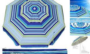 Photo 1 of 6.5 ft Outdoor Patio Beach Umbrella Sun Shelter UV 50+ Protection Stripe Blue