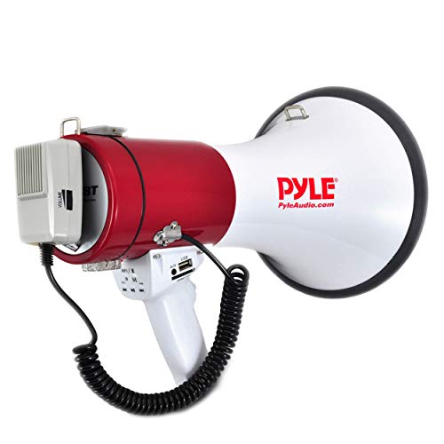 Photo 1 of Pyle Megaphone Speaker PA Bullhorn with Built-in Siren - 50 Watts Adjustable Volume Control and 1200 Yard Range - Ideal for Football