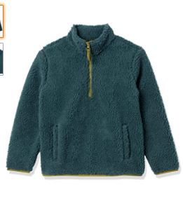 Photo 1 of Amazon Essentials Boys' Polar Fleece Lined Sherpa Quarter-Zip Jacket mediem