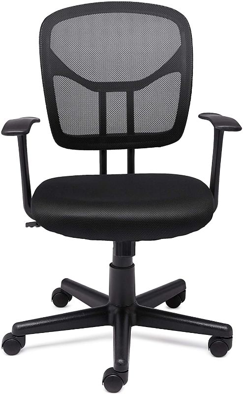 Photo 1 of Amazon Basics Mesh, Mid-Back, Adjustable, Swivel Office Desk Chair with Armrests, Black