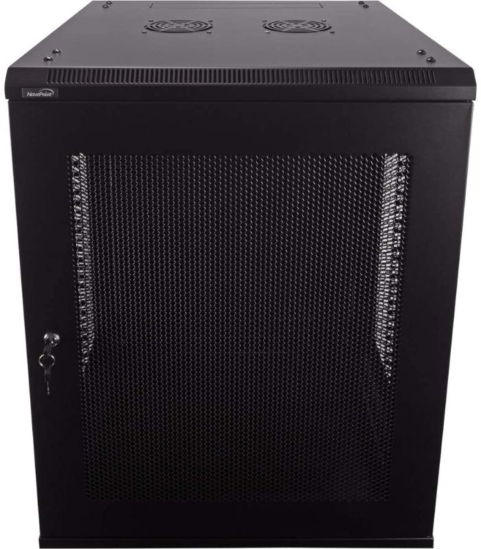 Photo 1 of NavePoint 15U Deluxe IT Wallmount Cabinet Enclosure 19-Inch Server Network Rack with Locking Perforated Door 24-Inches Deep Black