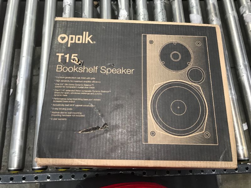 Photo 2 of Polk Audio T15 Bookshelf Speakers Pair Black