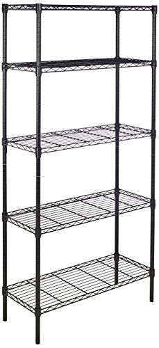 Photo 1 of Amazon Basics 5-Shelf Adjustable, Heavy Duty Storage Shelving Unit (350 lbs loading capacity per shelf), Steel Organizer Wire Rack, Black,(36L x 14W x 72H), 841710126600
