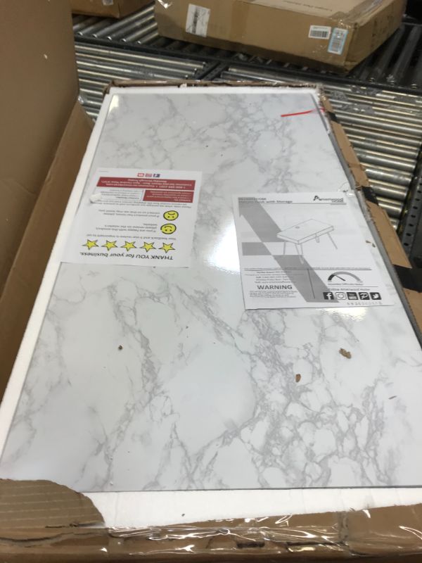 Photo 3 of Athena Computer Desk with Storage Marble White - Novogratz