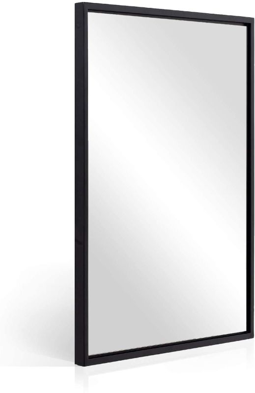 Photo 1 of ANDY STAR Black Bathroom Mirror, 24”X36”Matte Black Frame Wall Mirror, Modern Rectangle Wall Mirror with Premium Pine Wood Frame Hangs Horizontal Or Vertical
