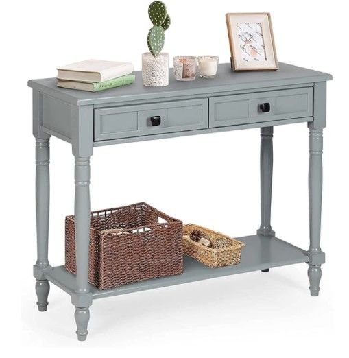 Photo 1 of 35” Console Table with 2 Drawers for Hallway Living Room Bedroom (Grey)
