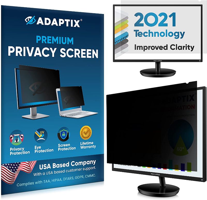 Photo 1 of Adaptix Monitor Privacy Screen 23.8” – Info Protection for Desktop Computer Security – Anti-Glare, Anti-Scratch, Blocks 96% UV – Matte or Gloss Finish Privacy Filter Protector – 16:9 (APF23.8W9)
