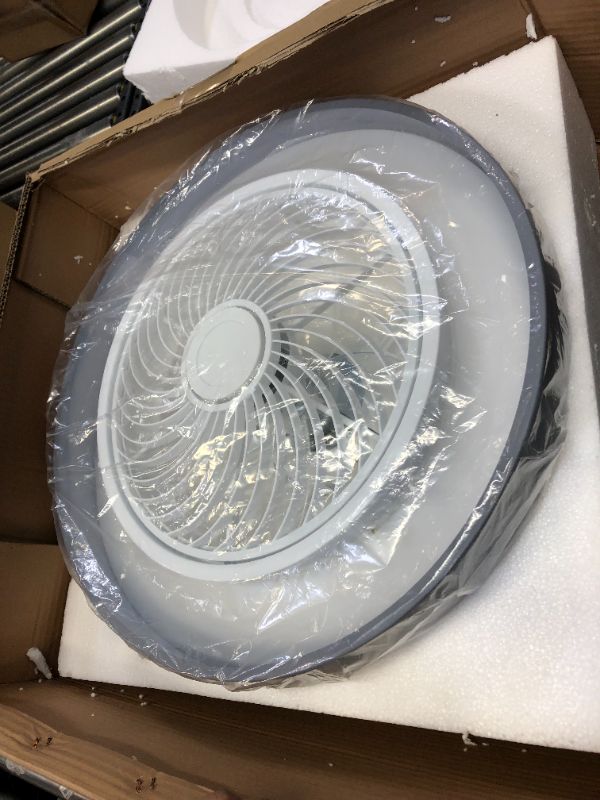 Photo 1 of PASUTO Round Gray Ceiling Fan Light--open box 