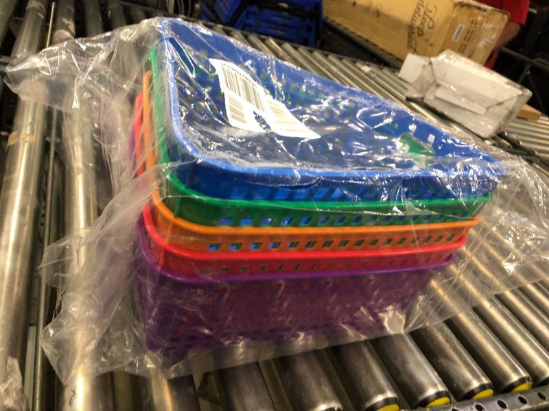 Photo 2 of 4pack Really Good Stuff Plastic Storage Baskets for Classroom or Home Use - Fun Rainbow Colors - 13" x 10" 