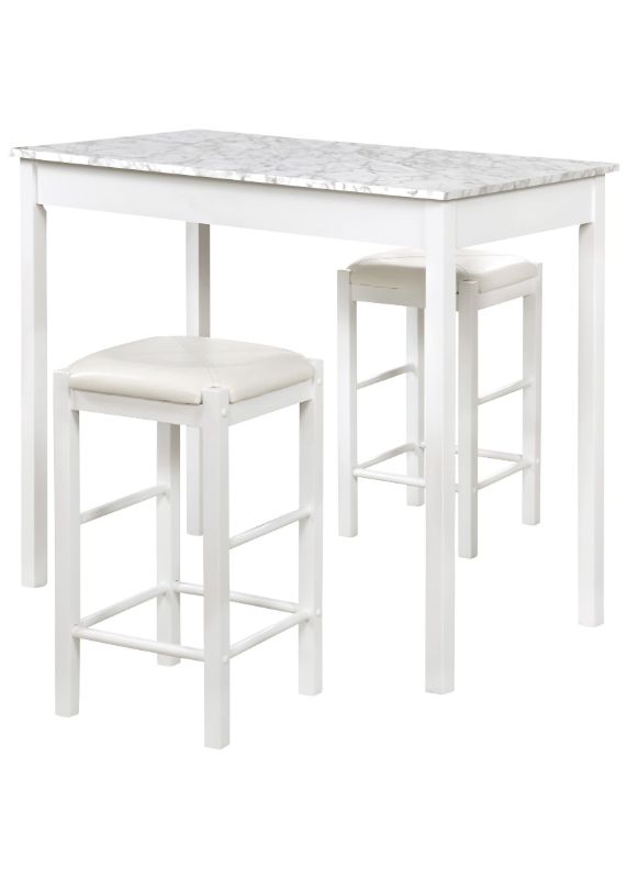 Photo 1 of 02859WHT01U TAVERN SET WHITE WITH FAUX MARBLE TOP