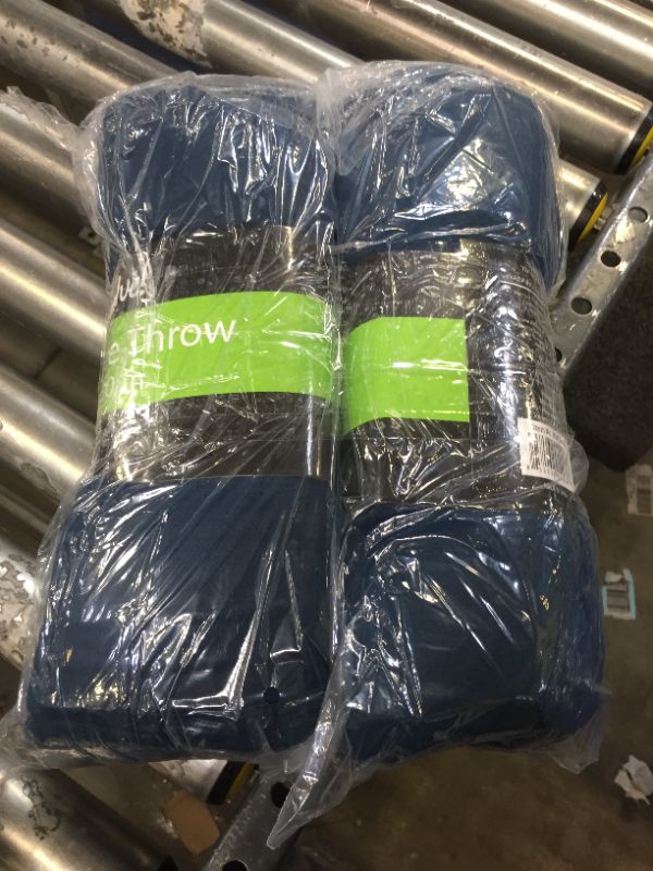 Photo 1 of 2 pk Imperial Home 50 x 60 inch Soft Cozy Fleece Throw, Navy Blue
