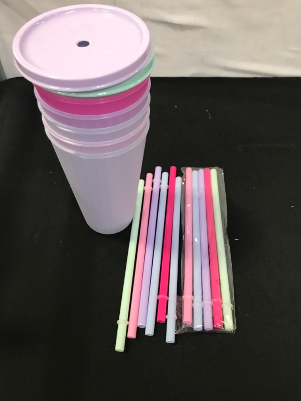 Photo 2 of Ello 16oz 5pk Plastic Straw Tumblers - Color Changing