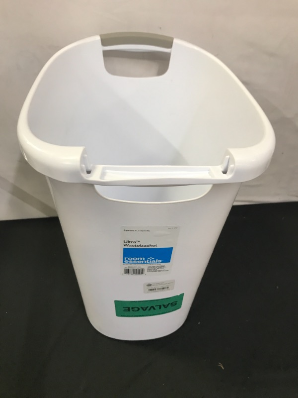 Photo 1 of 6gal Wastebasket White - Room Essentials (DAMAGES TO HANDLE, MISSING HANDLE, DIRT IN ITEM INDICATE PRIOR USE)