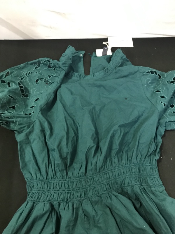 Photo 2 of Women's Puff Short Sleeve Eyelet Peplum Top - Universal Thread™ Dark Green XL (STAINS ON SHIRT INDICATE PRIOR USE)